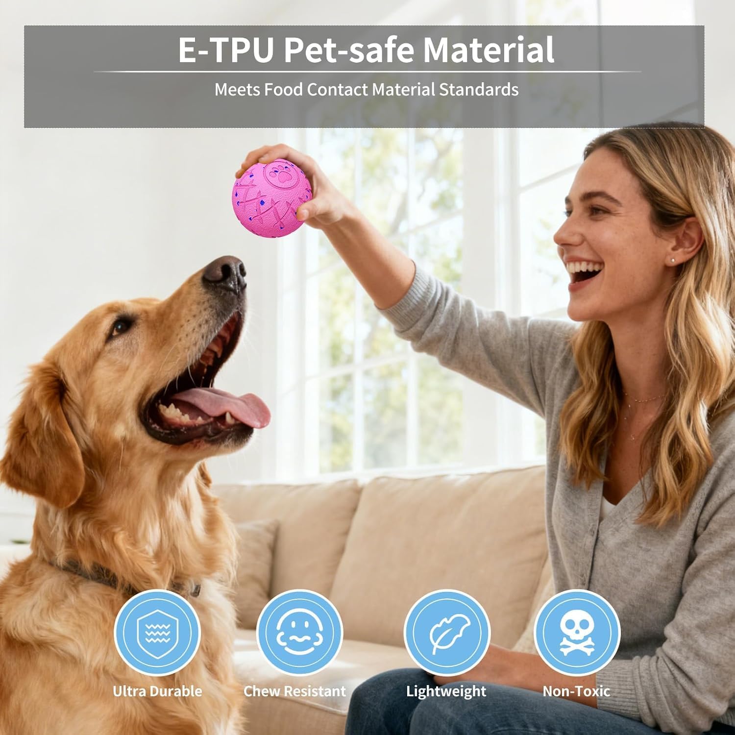 Interactive Dog Toys, Automatic Moving & Bouncing Ball for Small Medium Large Dogs, Durable E-TPU Material, Rotating Motion Pet Toy for Anxiety Relief, Birthday Gifts for Dogs (Pink, Large)