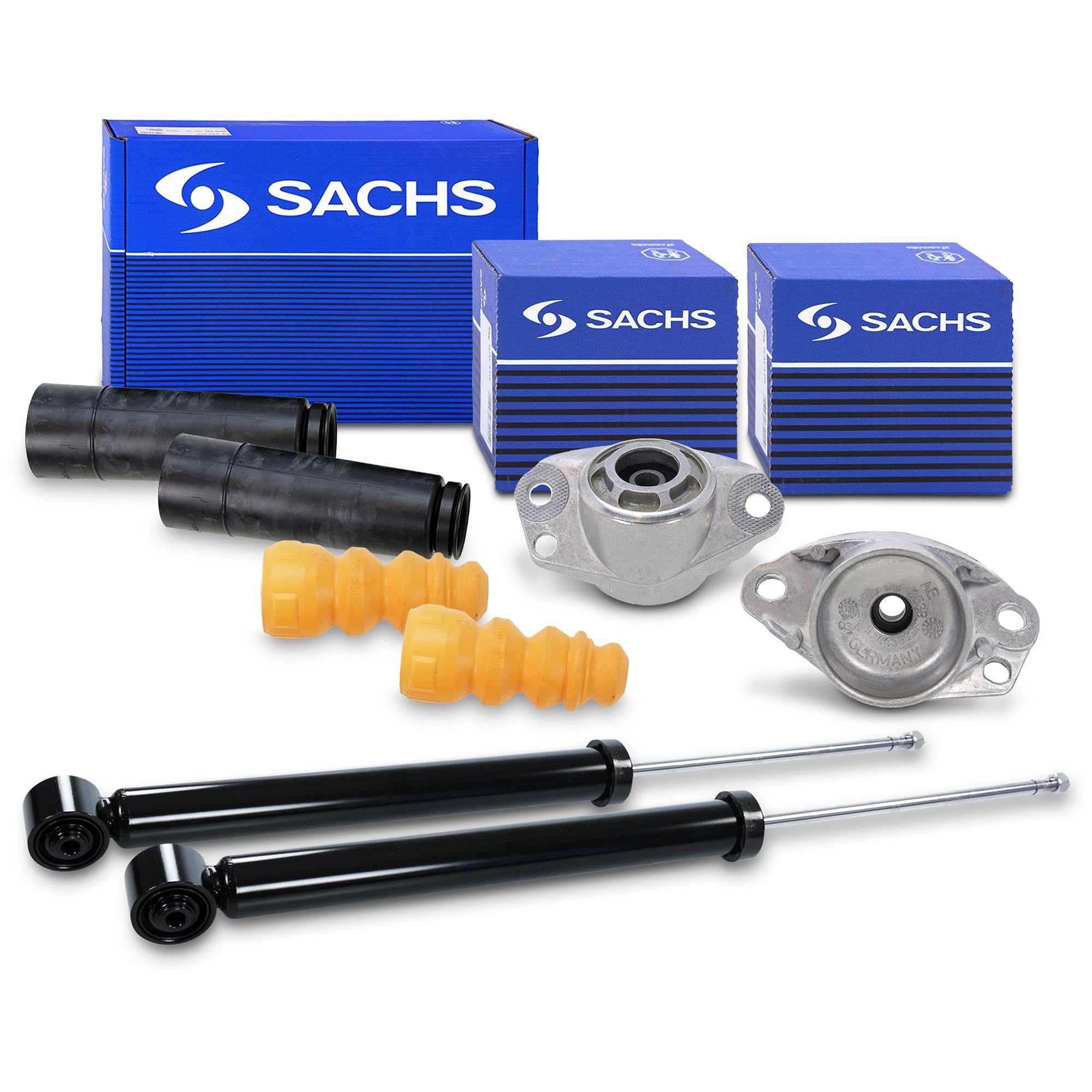BESTPRICE 2x Stoßdämpfer + SACHS Domlager + SACHS Staubschutzsatz hinten Kompatibel mit AUDI A1 (8X1, 8XK, 8XA, 8XF), SEAT CORDOBA (6L2), IBIZA 3 (6L1), 4, SKODA FABIA, ROOMSTER VW Fox, POLO