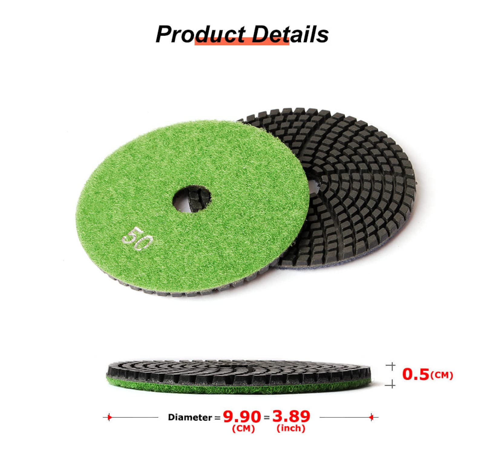 7 Pezzi 4 "tampone for lucidatura diamantato Dischi abrasivi Flessibili for Granito Quarzo Pietra Artificiale Cemento Marmo 100mm Mola lucidante(Grit200 3pcs)
