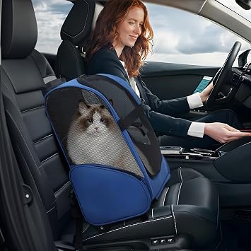 3-in-1 Portable Pet Carrier, Cat Backpack with Ventilation, Pet Stroller with Wheels & Telescopic Handle, Pet Carrier on Wheels, Carriers & Travel Products for Dogs & Cats Royal Blue