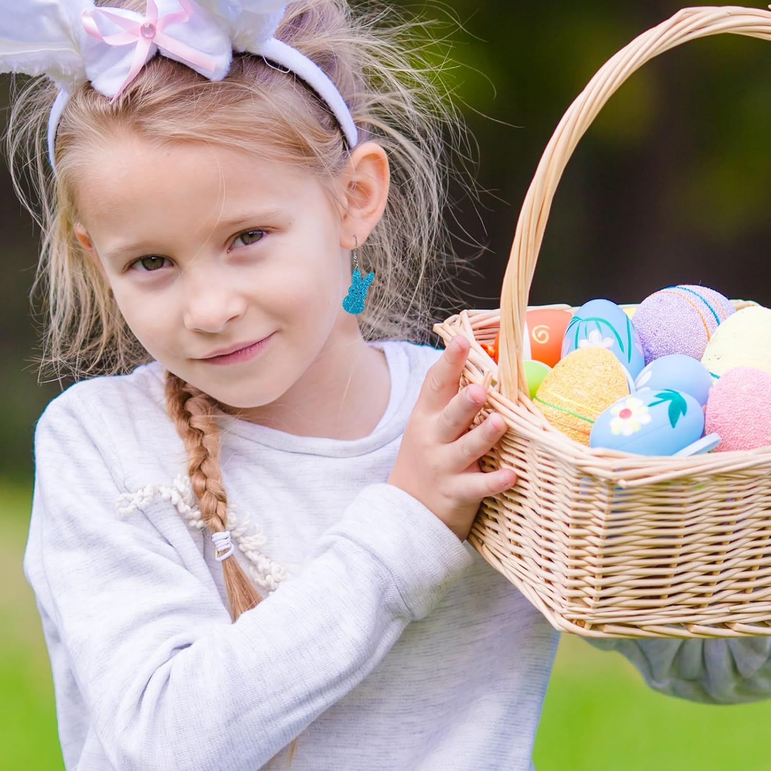 6PC Easter Peeps Bunny Earring Set Sparking Rabbit Dangle Earrings Colorful Wooden Rabbit Earrings Bulk Cute Easter Earring for Women Jewelry Accessorie - Image 2