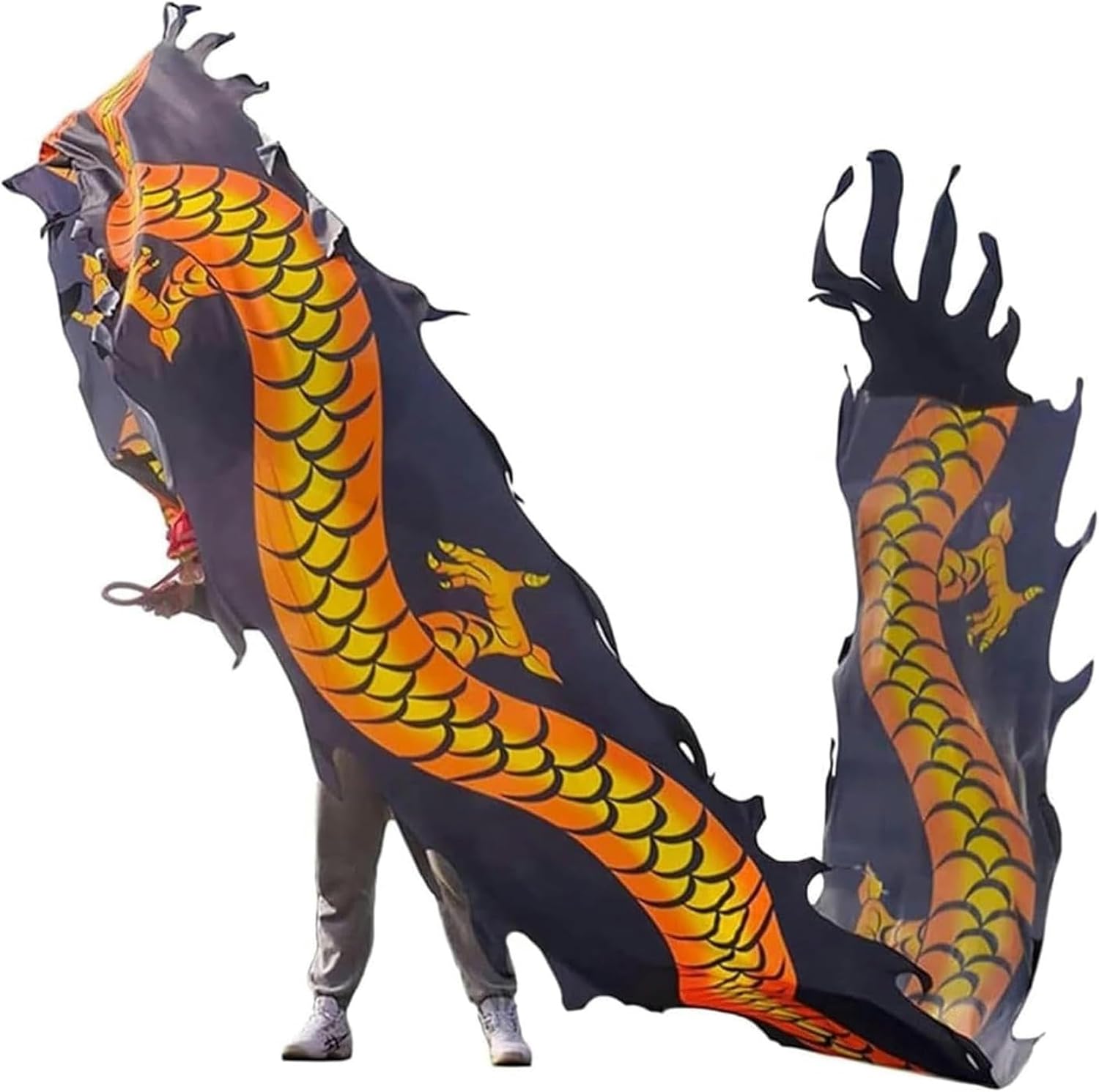 Dragon Dance Serpentine of Fabric Silk, Dragon Dance Tape with Dragon Head, Fluid Silk, Agitation, Dance of The Lion Dance of The Dragon and The Lion ~/