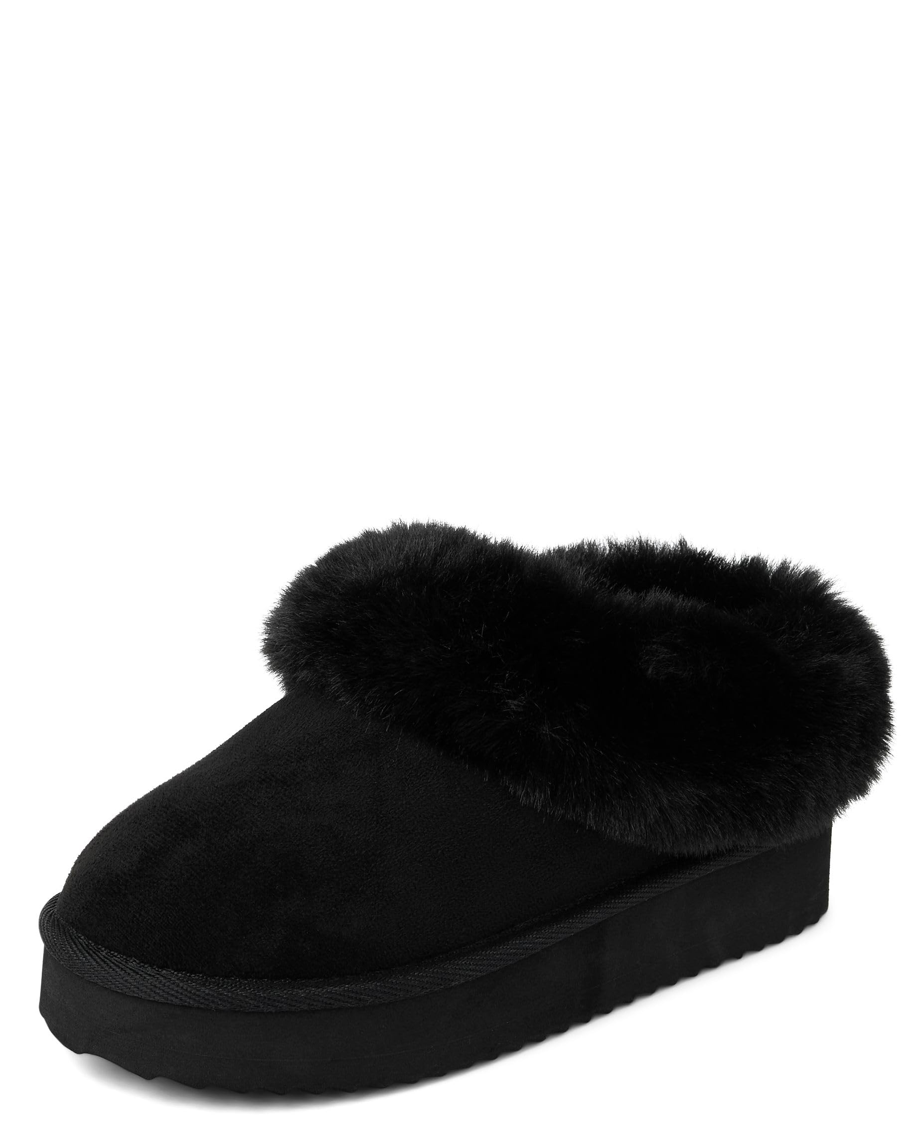 The Children's PlaceGirl's Indoor/Outdoor Comfy Slip on Platform Shoes, Faux Fur Lined Slipper