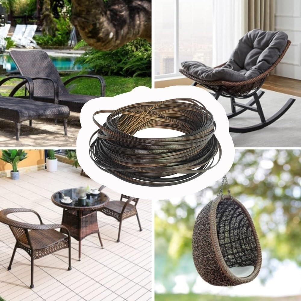 Kit di riparazione in vimini da 197 piedi, kit di fissaggio piatto in rattan sintetico for mobili da giardino, 1 pcs(Striped Coffee)