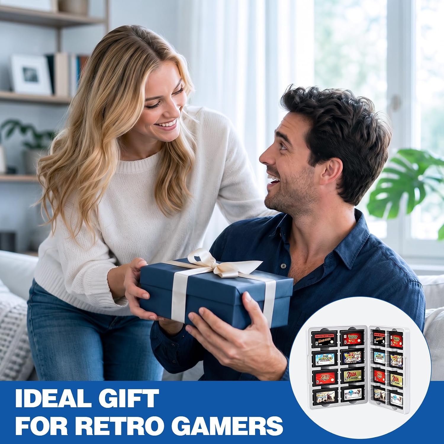 MoKo GBA Game Case for GameBoy Advance/SP, White | Holds 16 Game Cartridges, Hard Shell with Magnetic Closure, Portable Travel Storage Organizer Box, For GBA Gamers Collectors
