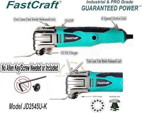 Miniatura 2 de Herramienta oscilantemultiherramienta  FastCrat PRO Modelo JD2545U-K con cable de alta gama 5 años de garantía 5.0A nominal pico 2.4Asin llave6