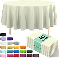 Vista 7 de Paquete de 10 manteles desechables de plástico premium de 54 x 108 pulgadas, mantel rectangular para mesa, para cumpleaños, bodas, Navidad, Beige