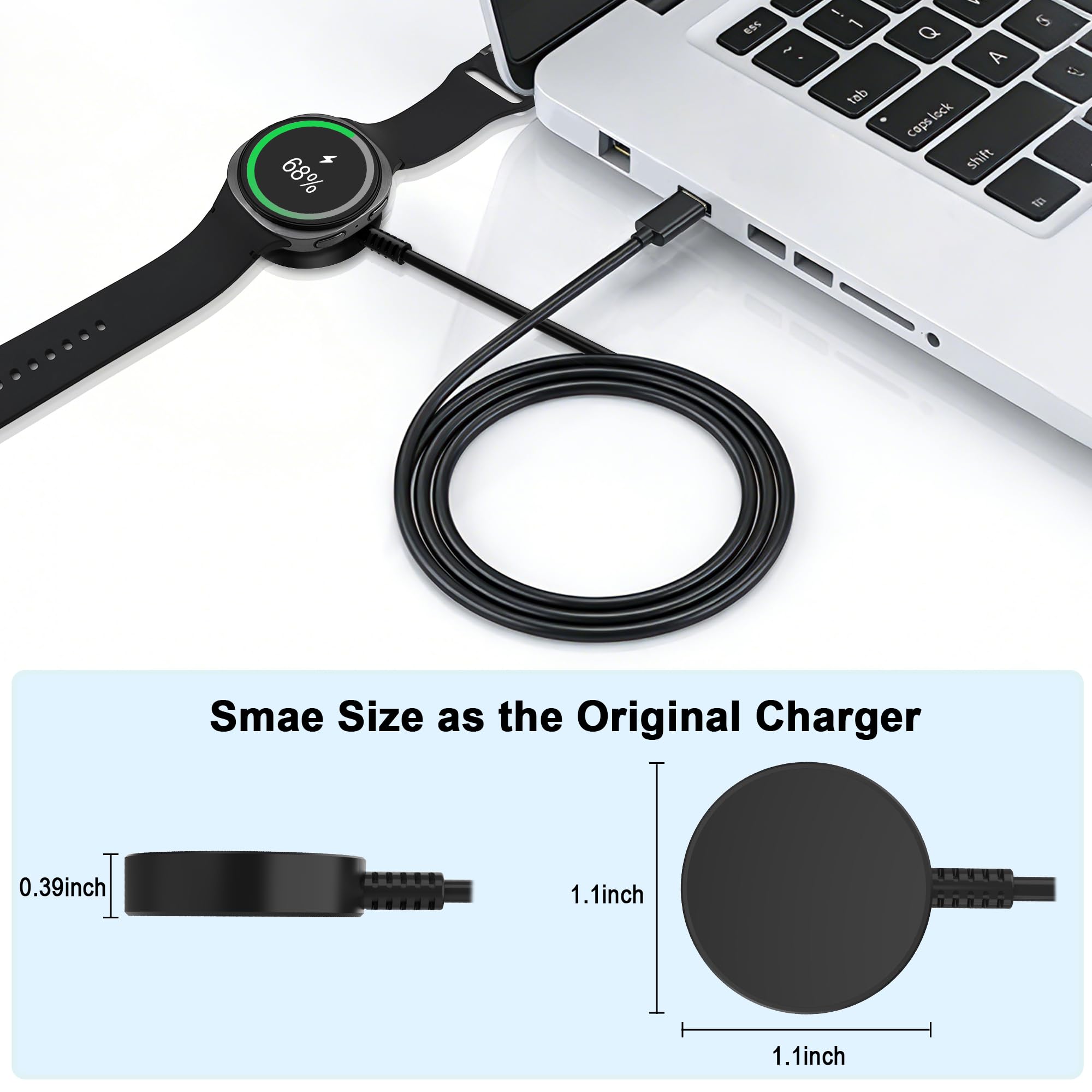 Upgrade 2 Pack 3.3ft Samsung Watch Charger, Magnetic Fast Charging Cable Galaxy Watch Charger Dock for Galaxy Watch 8/8 Classic/Ultra/7/6/6 Classic/5/5 Pro/4/4 Classic/3/FE/Active 1/Active 2 — view 6