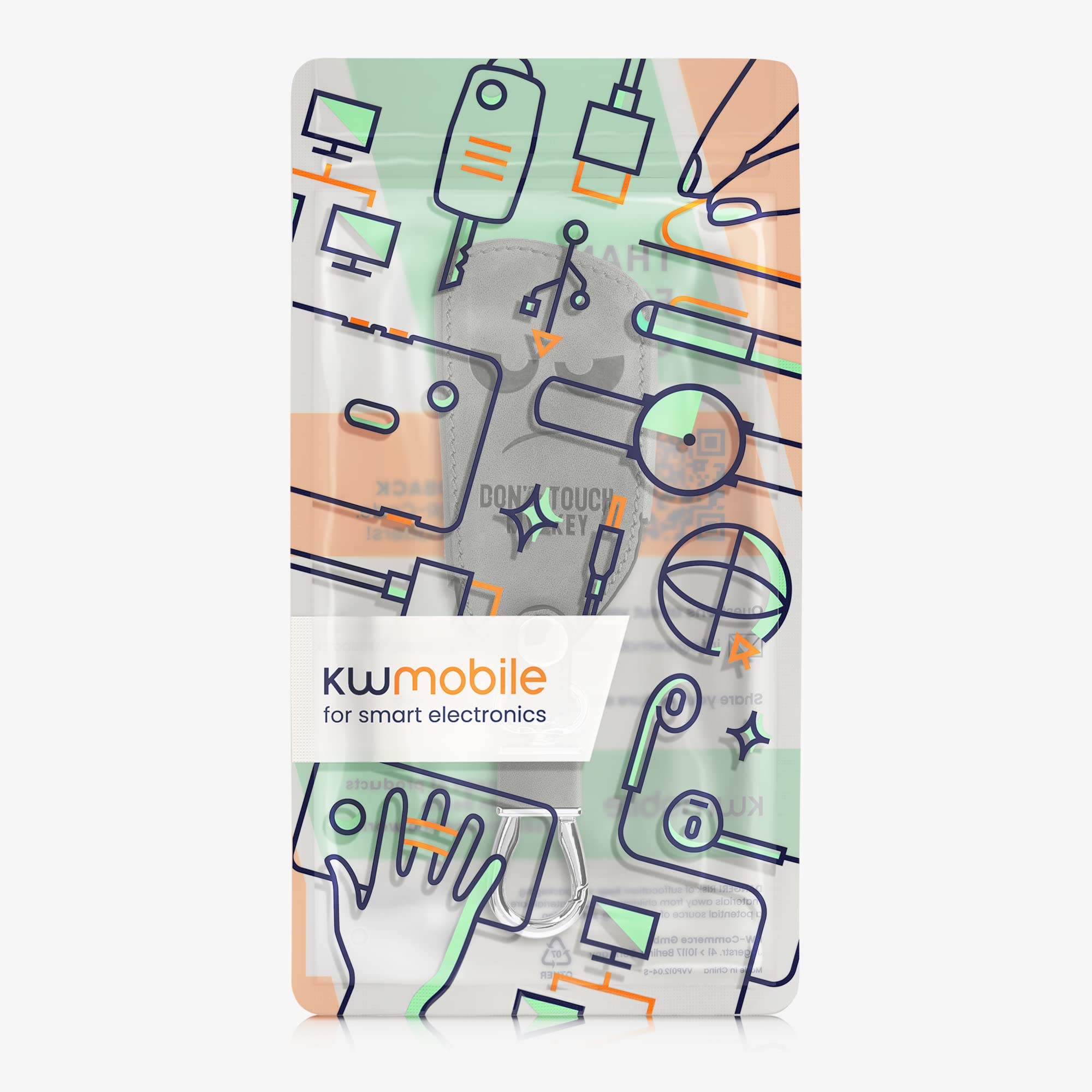 kwmobile Pokrowiec na kluczyk samochodowy kompatybilny z VW Golf 8 3-przyciskowy kluczyk samochodowy – syntetyczna skóra nubukowa – Don't Touch My Key szara