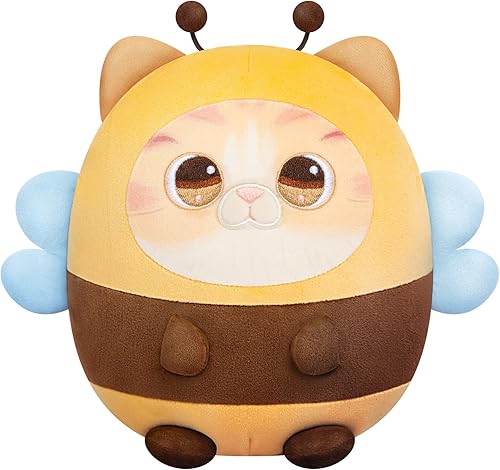 Almohada de peluche Kawaii con diseño de abeja y gato para niños, lindo animal de peluche Kawaii, peluche suave de gato con disfraz de abeja,