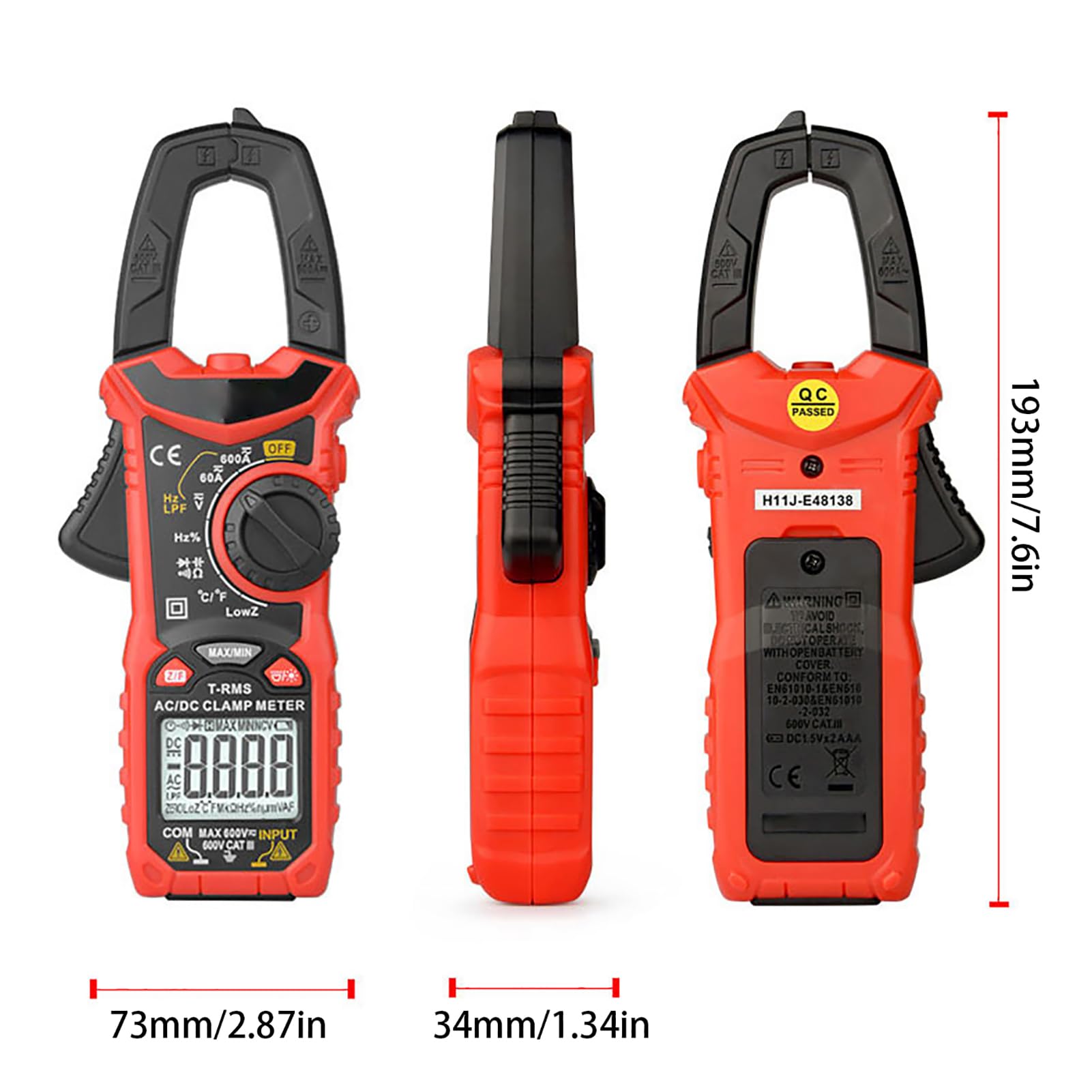 Akozon Pinza Amperometrica Multimetro Digitale Tester di Tensione NCV Rilevatore di Tensione Senza Contatto Sensore di Tester di Vero RMS Filtro Passa Basso a Bassa (HT206D)