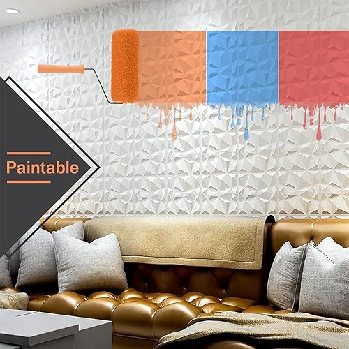 Miniatura 8 de JOLOV Paneles de pared 3D, paquete de 12 paneles de pared de azulejos, impermeables, resistentes al calor, panel de pared de PVC de 19.7 x 19.7