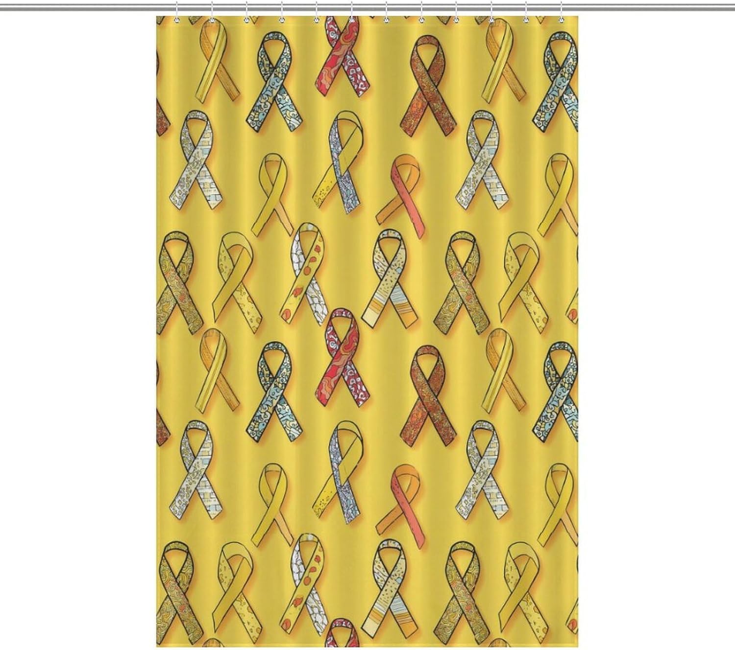Childhood Cancer Awareness Ribbon Shower Curtain 46.85x70.87Inch（119x180cm） Polyester Bath Curtain Shower Curtains Printed Decorative