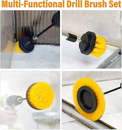 Miniatura 3 de Sayutie 7 Pcs Drill Brush Attachment Set All Purpose Power Scrubber Cleaning Brush Kit with Extend Long Attachment for Bathroom Surfaces, Grout,