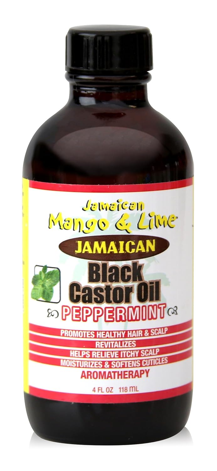 Jamaican Mango and Lime Black Castor Oil, Peppermint, 4 Ounce (Pack of 6)