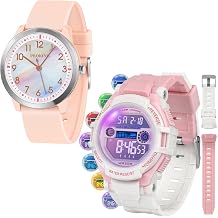 Kids Analog and Digital Watches for Boys Teen Girls, 7 Color Lights Waterproof Sports Watch for Kids with Stopwatch Alarm and Analog Watch, Great Present for Girls Ages 5-18 Teenagers