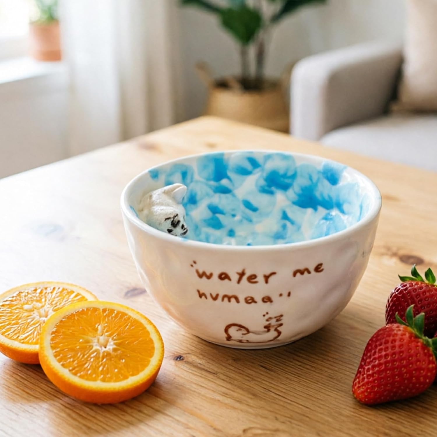 Adorable Seal Pattern Ceramic Bowl 5 Inch Capacity Oven Safe Bowls for Babies Adults Daily Meals Dishwasher Safe Use Pool Animal Bowls