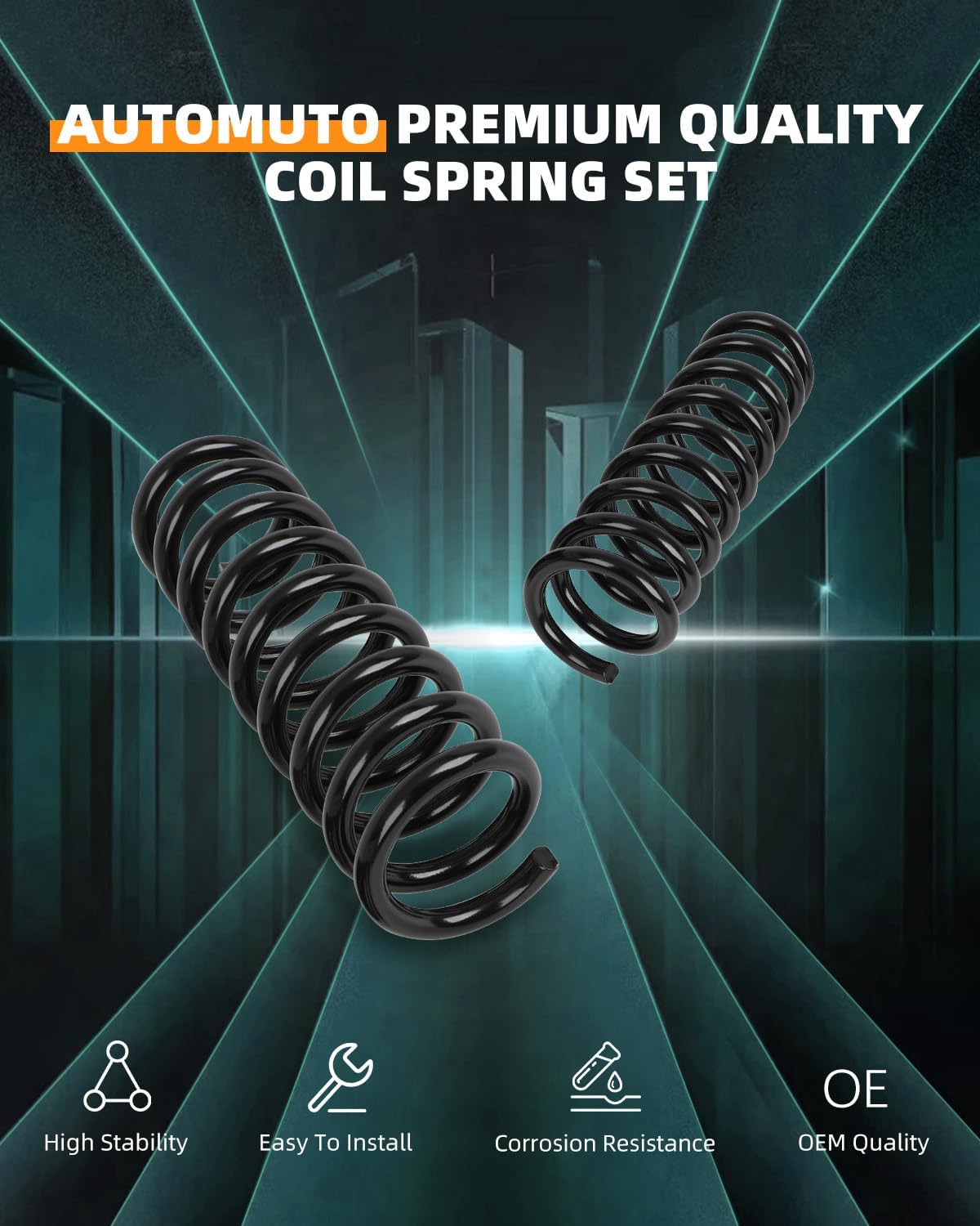 AUTOMUTO 2PCS Front Suspension Coil Spring Set Compatible with 1998-2003 for Ford Ranger - Replace 80662 Coil Springs