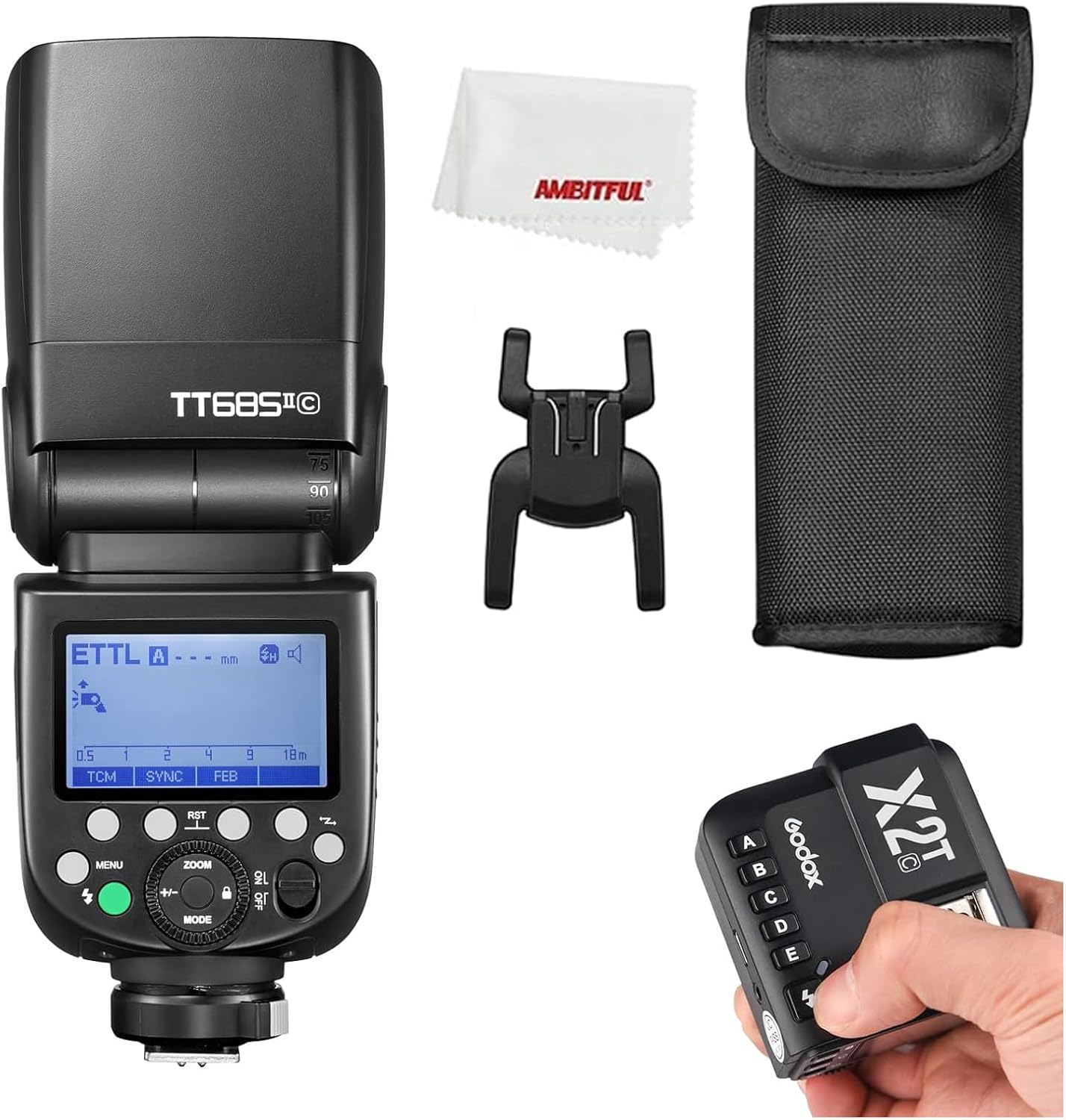 Godox TT685II-C E-TTL Speedlite High-Speed Sync,2.4G Wireless X System,with X2T-C Wireless Trigger Compatible for Canon Flash 1100D 1000D 7D 6D 60D 50D 600D 500D