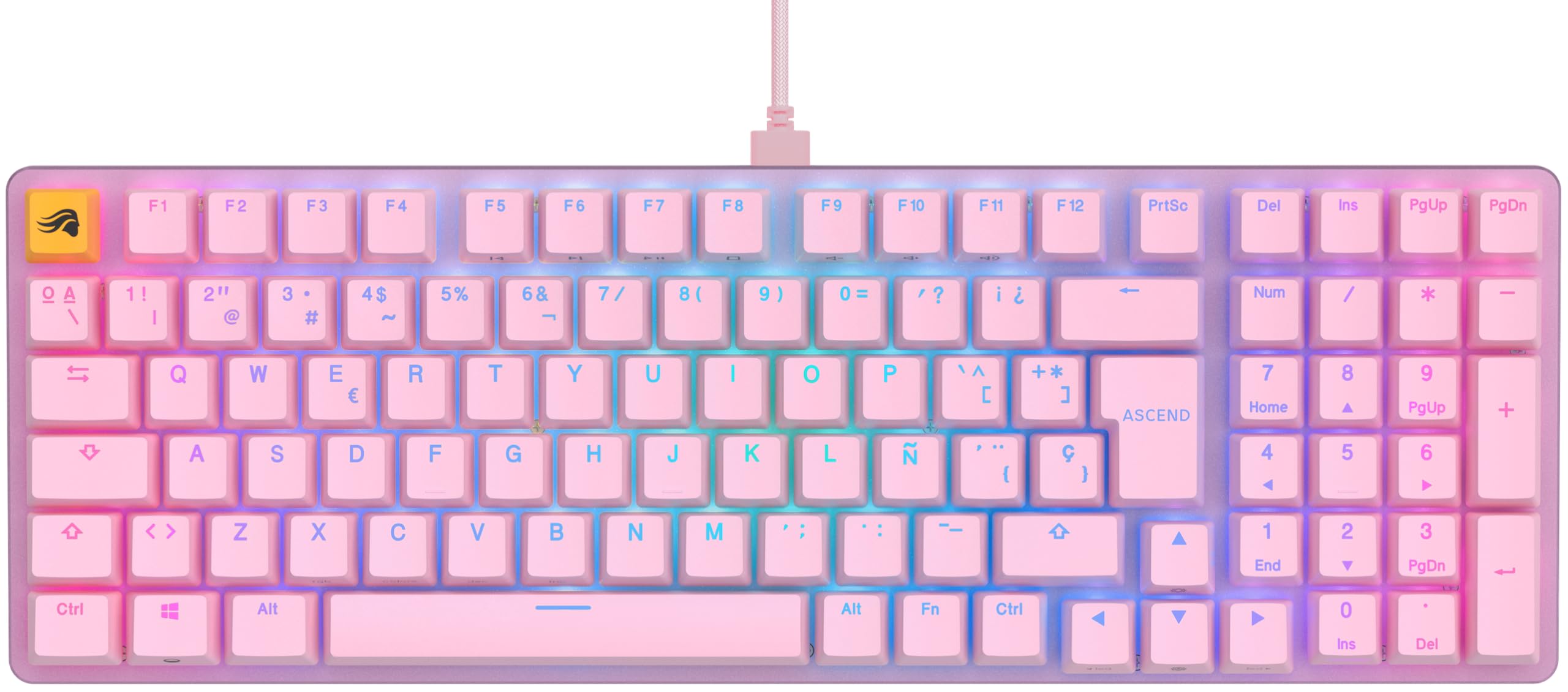 Glorious Gaming GMMK 2 Full Size (96%) - Teclado gaming mecánico, carcasa de aluminio, personalizable, keycaps dobles, switches Glorious Fox, RGB, distribuciones QWERTY español - Rosa
