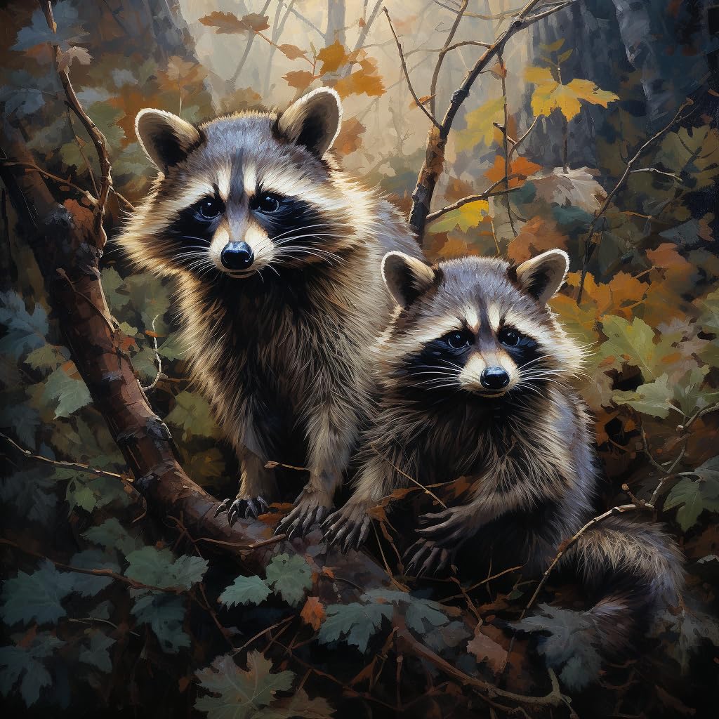 Generic DIY Animal Raccoon on Tree DIY Stamped Cross Stitch Kits for Beginners Easy 11CT Needlepoint Embroidery Counted Cross Stitch Kits Art Craft Wall Decoration and Gift 16x16inch