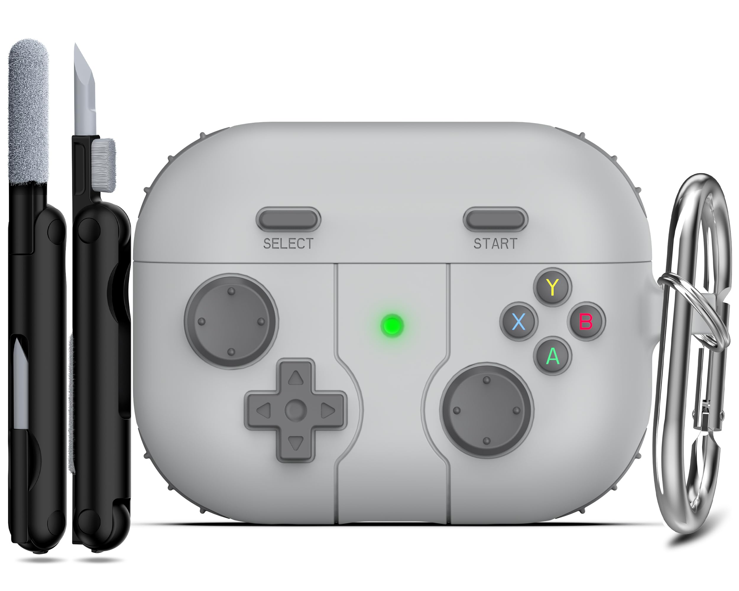 RFUNGUANGO - Funda para AirPods Pro 3 con Cierre y Kit de Limpieza, Transparente, rígida, para Videojuegos, con Soporte para teléfono Integrado, antigolpes （Naranja） — view 13