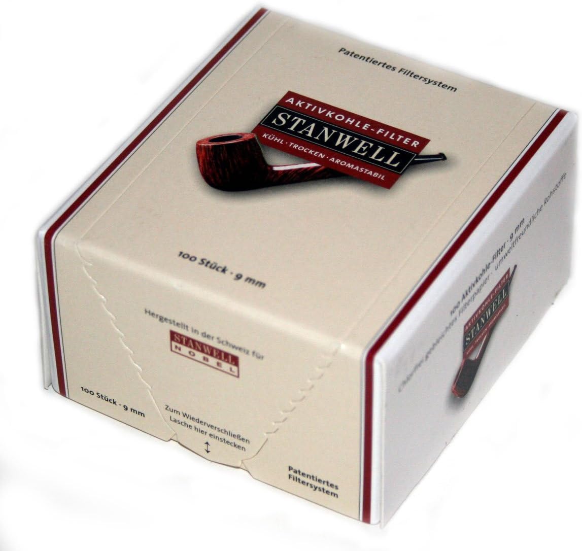 Stanwell 18425 Activated Carbon Filter 9 mm Patented System for Maximum Smoking Indulgence Pack of 100 Brown