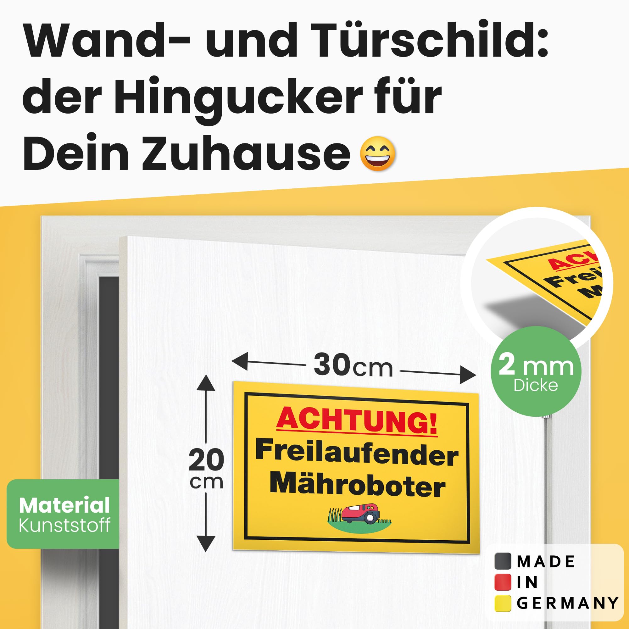 DankeDir! Achtung Freilaufender Mower Robot Sign, 30 x 20 cm, Funny Sign for Garden and Lawns - Image 2