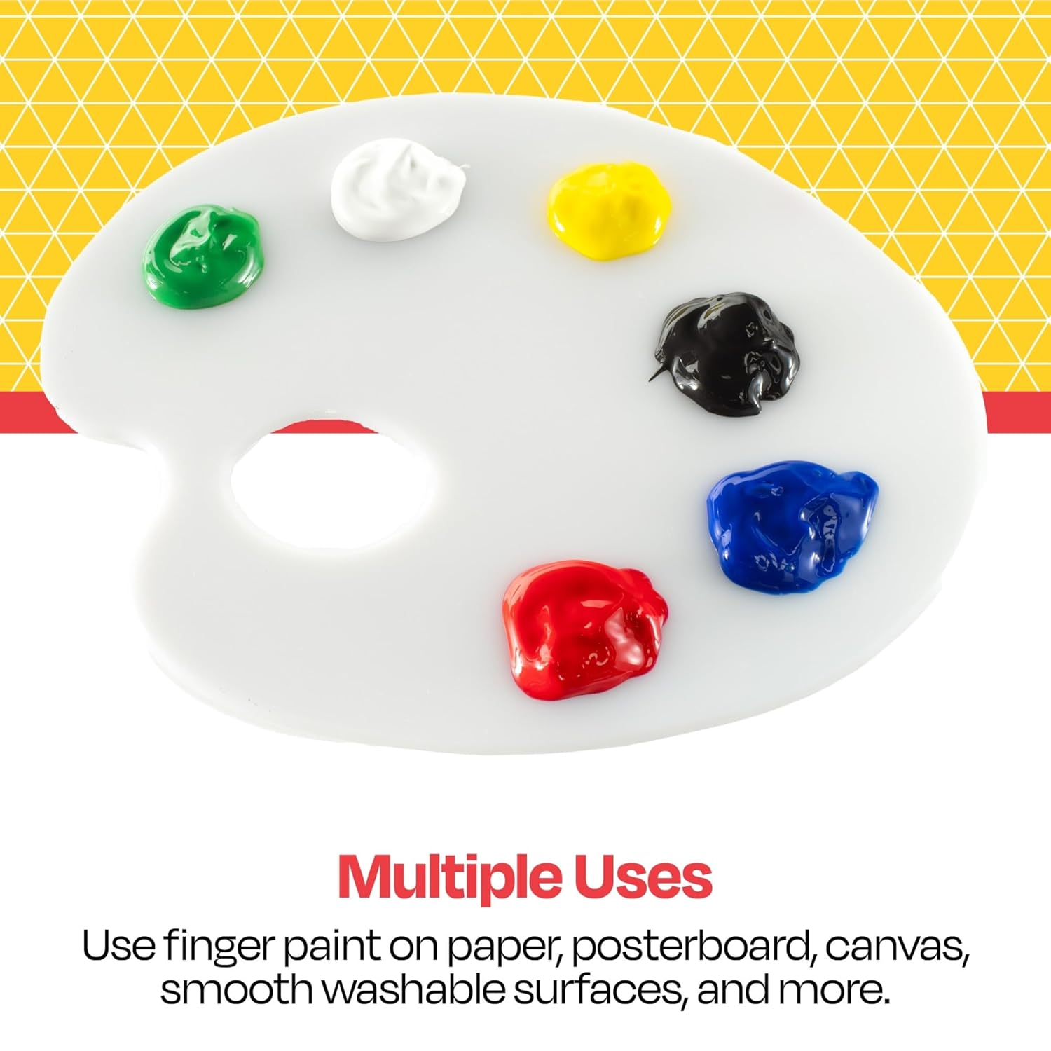 School Smart Washable Finger Paints, 32 Ounces Each, Assorted Primary Colors, Set of 6