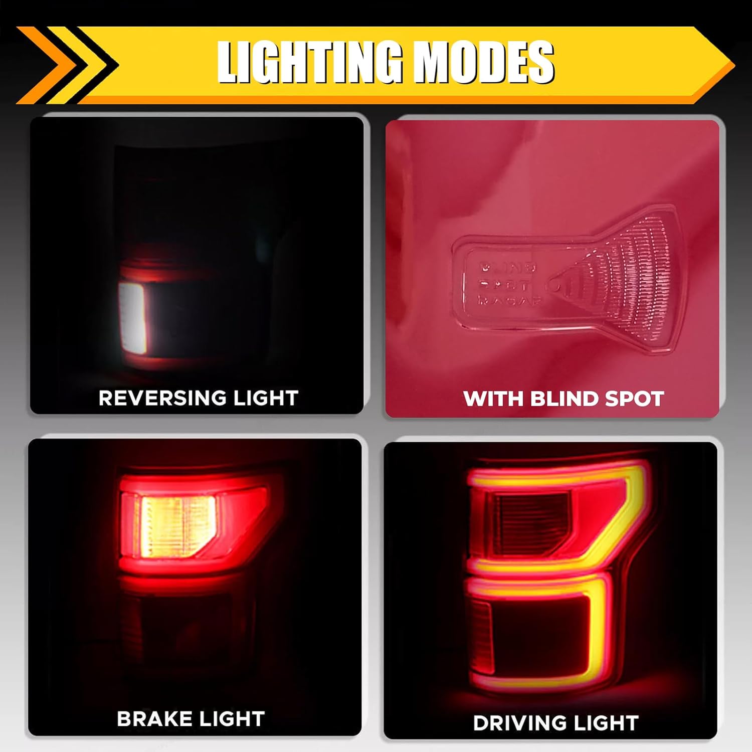 LED Tail Light w/Blind Spot Fit for 2018 2019 2020 Ford F-150 F150,Taillight Tail Lamp Brake Lamp Rear Light Replacement Right Passenger Side KL3Z13404B(Bulbs & Wire Harness Included)