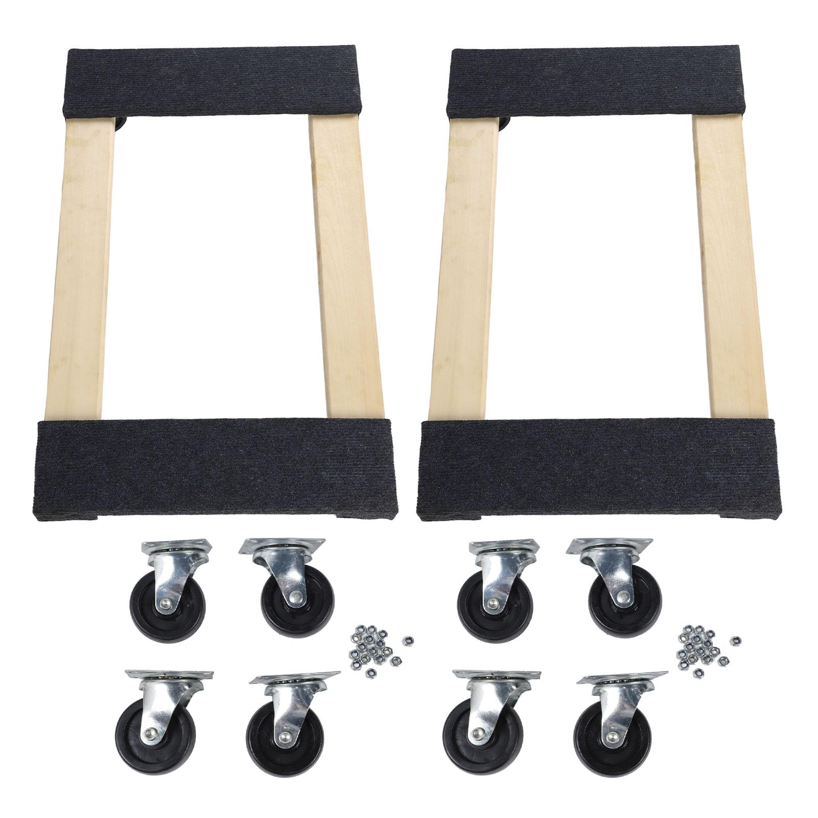 Carrello per mobili in legno duro, versatile, robusto e antiruggine, con parte superiore in moquette, per il trasporto di elettrodomestici e mobili pesanti, merci in movimento, in