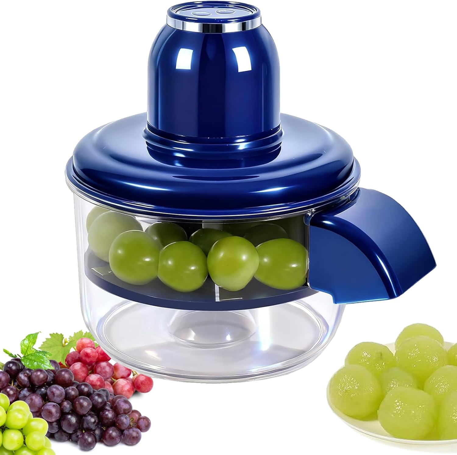 Electric Grape Peeling Machine, Electric Garlic Peeler Machine, Elec-tric Peeler Machine for Grapes, Garlic, Tomato, Cherry, USB Rechargeable, Easy to Clean (Blue)