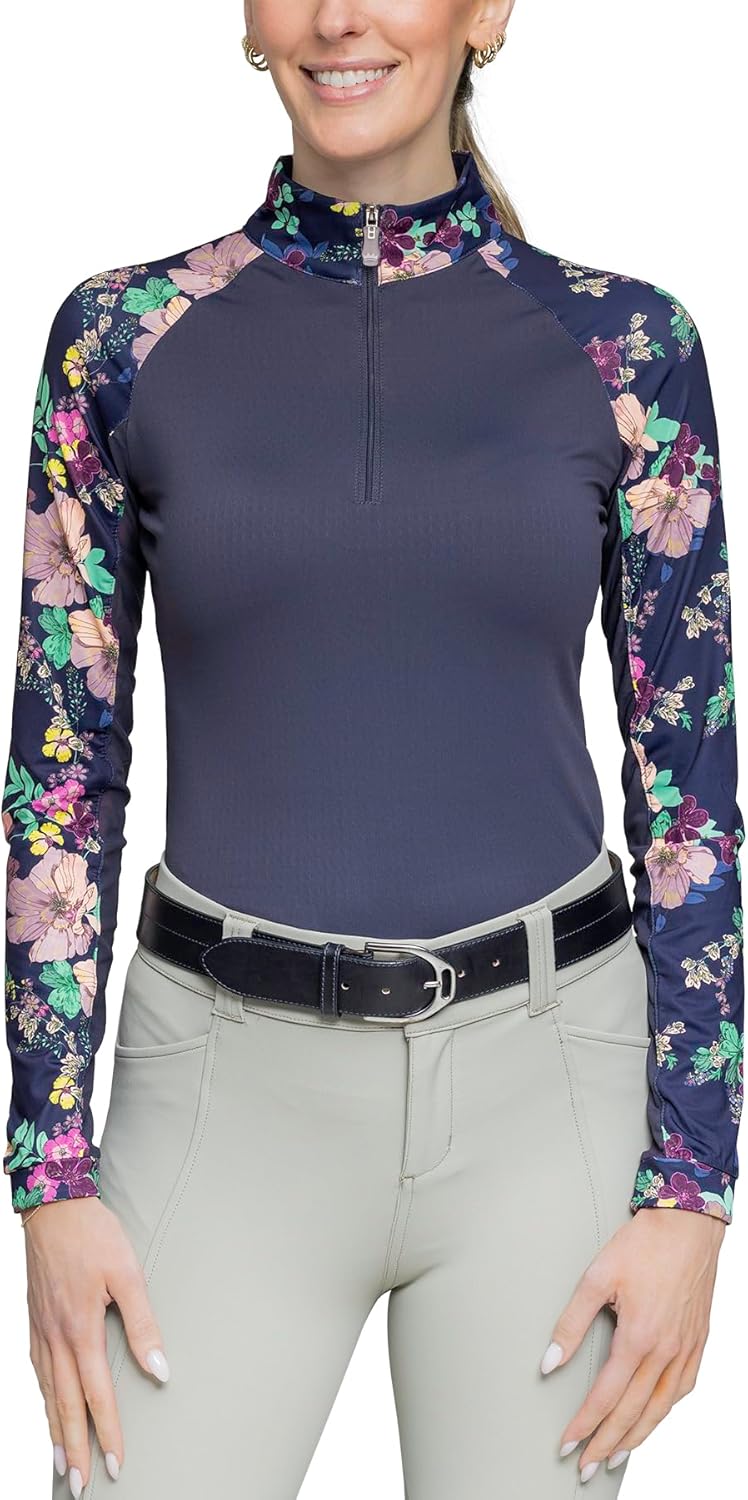 Kastel Denmark Womens Raglan Moisture Wicking Base Layer Activewear Outdoor | Slim Fit | Sun Protection | 1/4 Zip