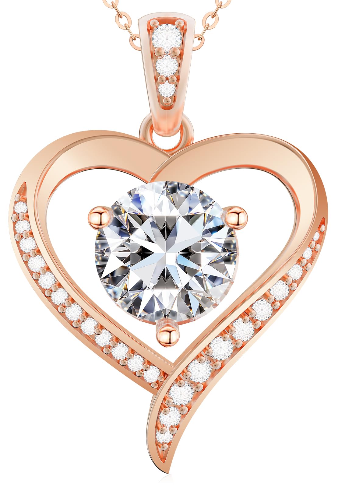 Collar Mujer 925 Plata Corazón con Diamantes de Laboratorio (1-3 qts), Grabado "I Love You" – Joyero Regalo Mujer, Ideal para San Valentín Navidad o Cumpleaños, Regalo para Esposa Novia Madre Hermana