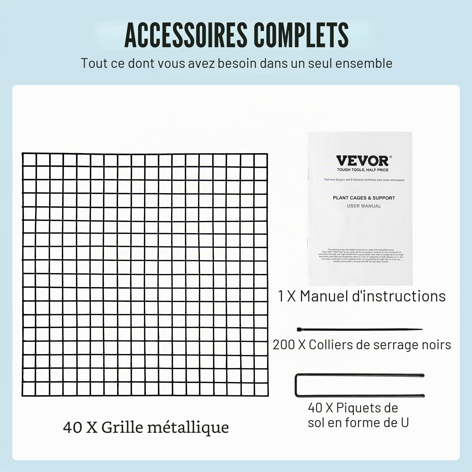 VEVOR Cage à Plantes Contre Animaux, Lot de 10, Grillage de Protection pour Plantes Fleurs légumes, 30,5x30,5 cm, 40 Mailles métalliques, Protecteur pour empêcher Lapins, Poules, écureuils d'entrer