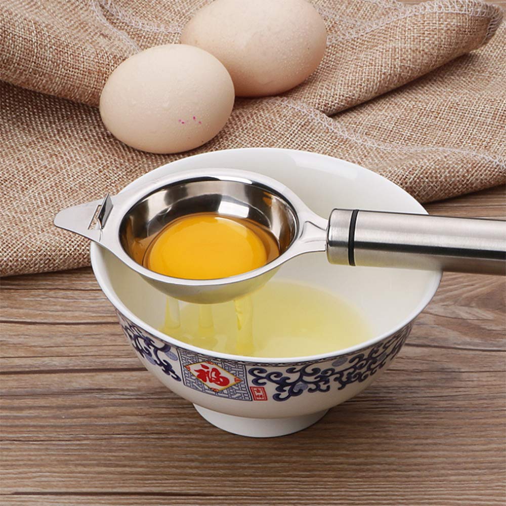 Separador de yema de Huevo de Mango Largo, Separador de Clara de Huevo de Acero Inoxidable 304, Cocina separadora de Huevo con Fuga de Huevo