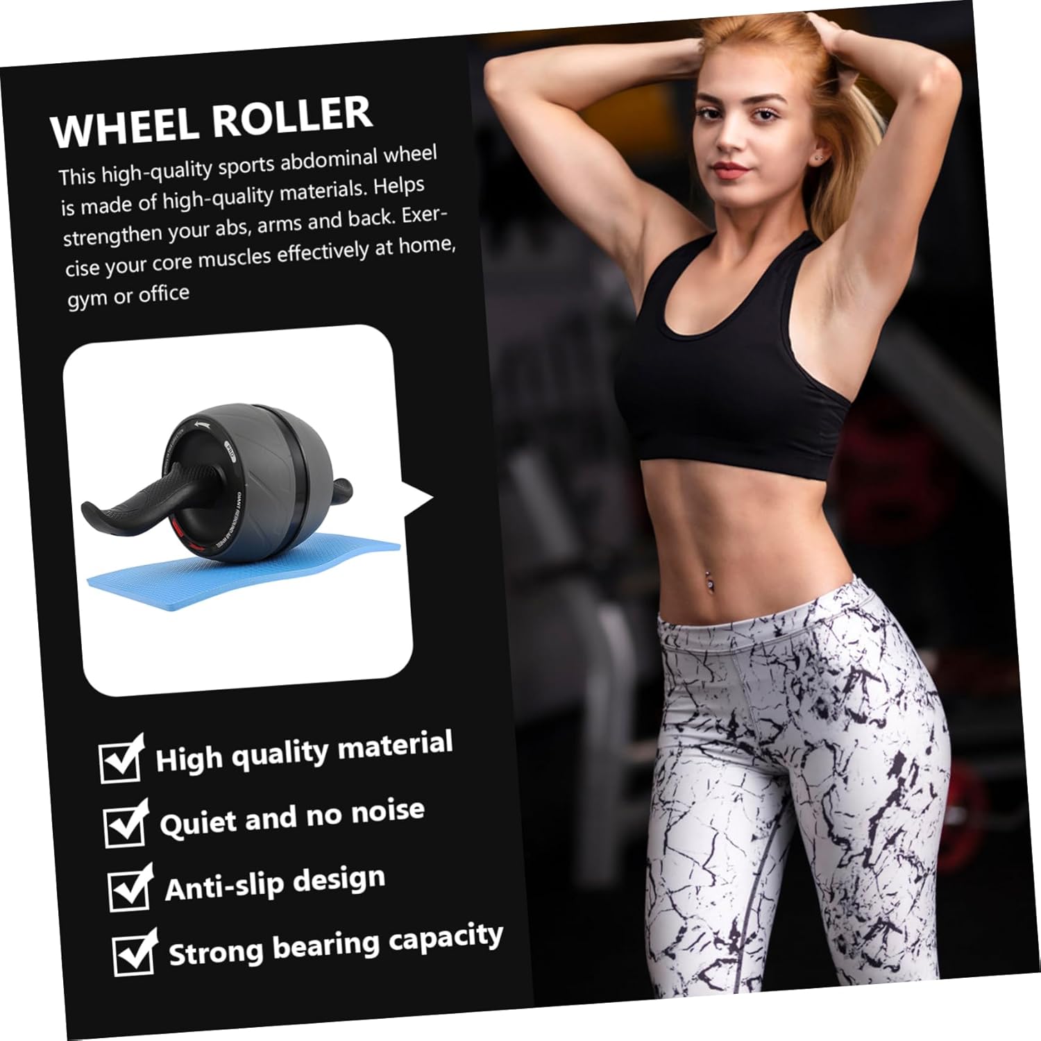 Portable Abs Exercise Roller Wheel Abdominal Trainer Roller Disc for Core Workout Fitness Wheel