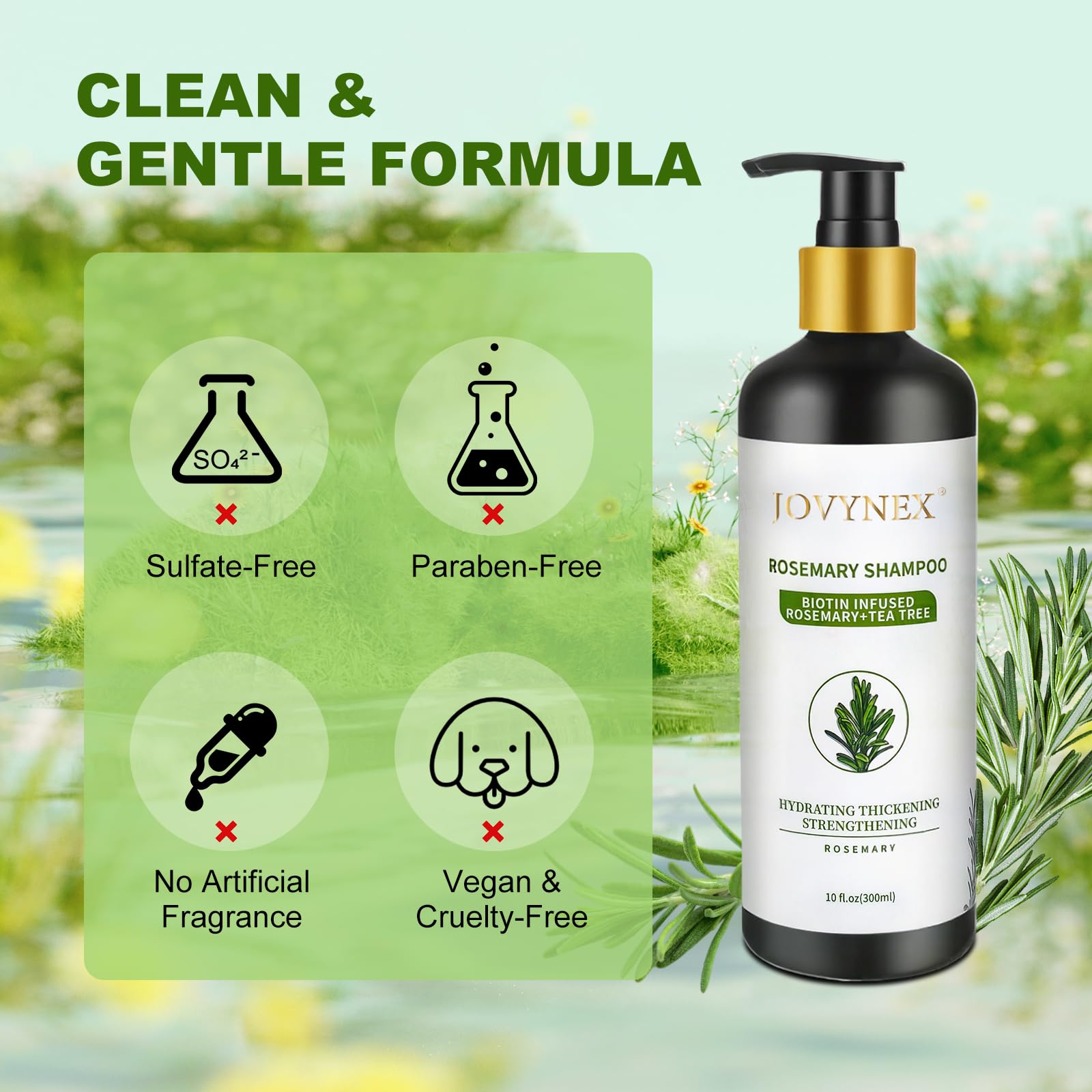 Champú para el crecimiento del cabello con romero, 10 onzas líquidas 7