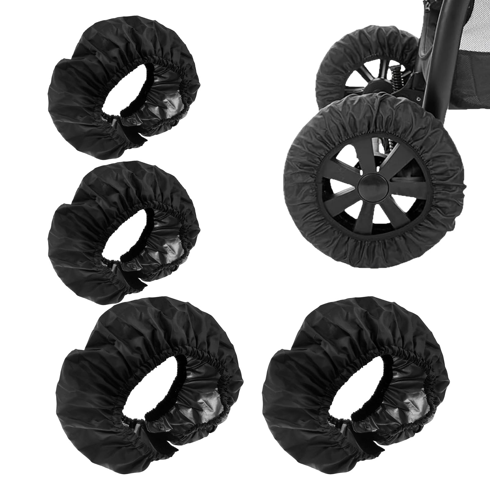 4PCS Baby Wheel Covers,Baby Stroller Wheel Covers,Pram Wheel Covers,Wheelchair Wheel Covers,Waterproof Wheel Covers,Tire Protection,Dustproof Accessories,Black Wheel Covers,2 Sizes