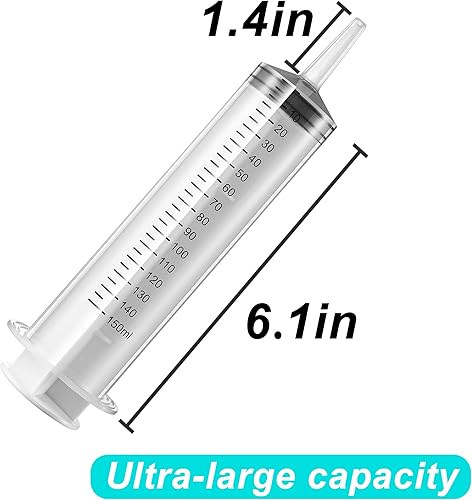 Miniatura 5 de 2 jeringas grandes de 5.1 fl oz, jeringas industriales de jardín de plástico para laboratorios científicos, medición, riego, recarga, filtración