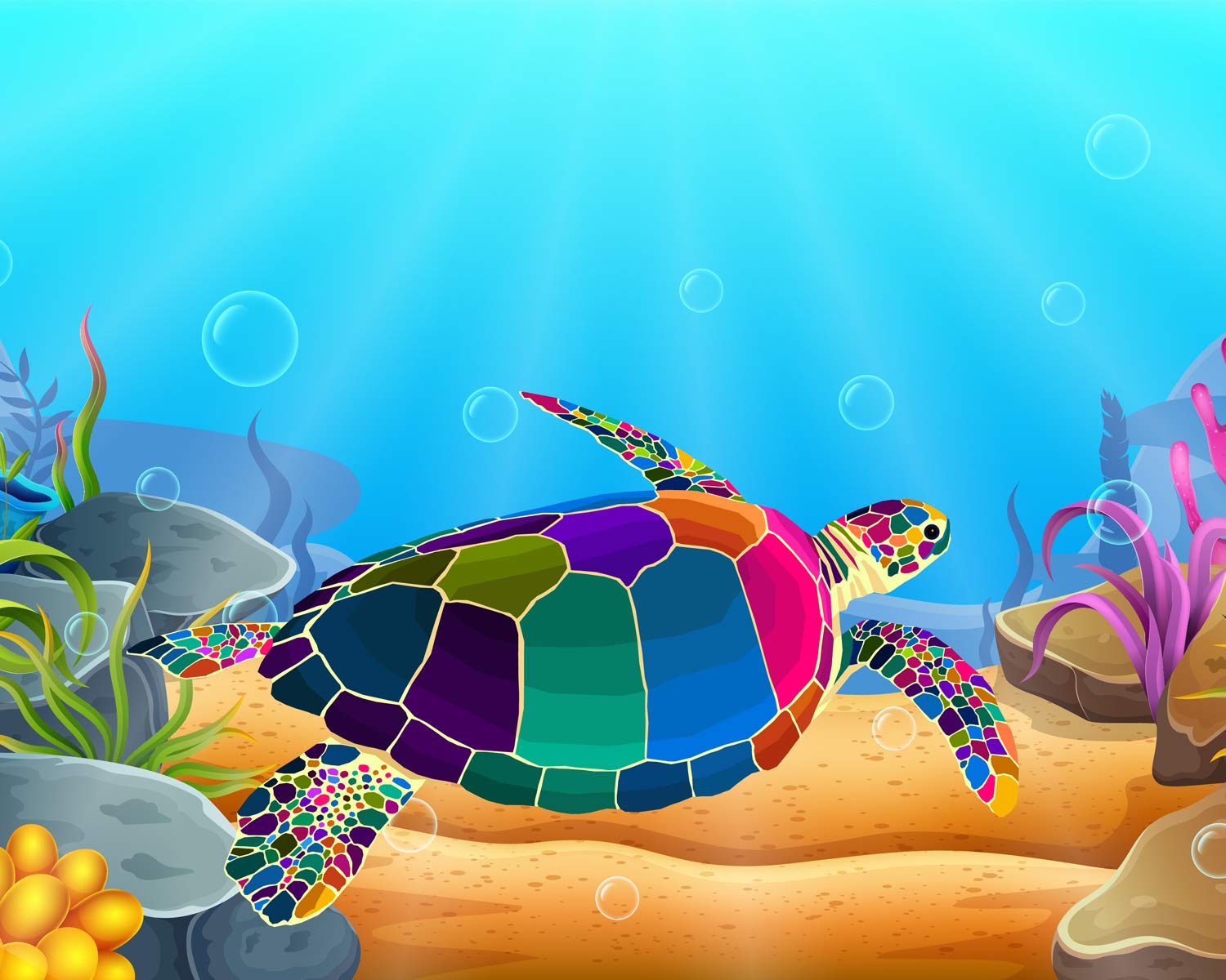 Tookeen Paint by Numbers Kit for Kids - DIY Painting Craft Kits - 20x16 Inch Acrylic Oil Painting On Canvas- Painting Set for Childrens, Beginners, Colorful Sea Turtle for Home Wall Decor Frameless-1