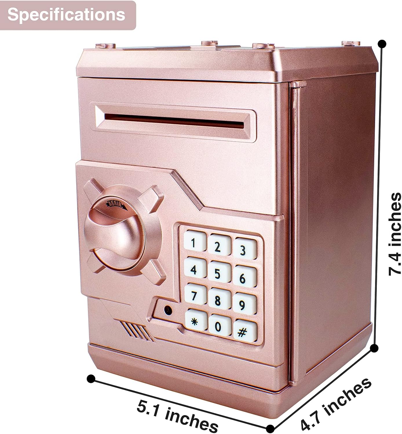 Piggy Banks Best Gift for Kids Children Electronic Code Lock Money Banks with Password Mini ATM Money Save for Paper Money and Coins, Great Present for Boys & Girls (Rose Gold)