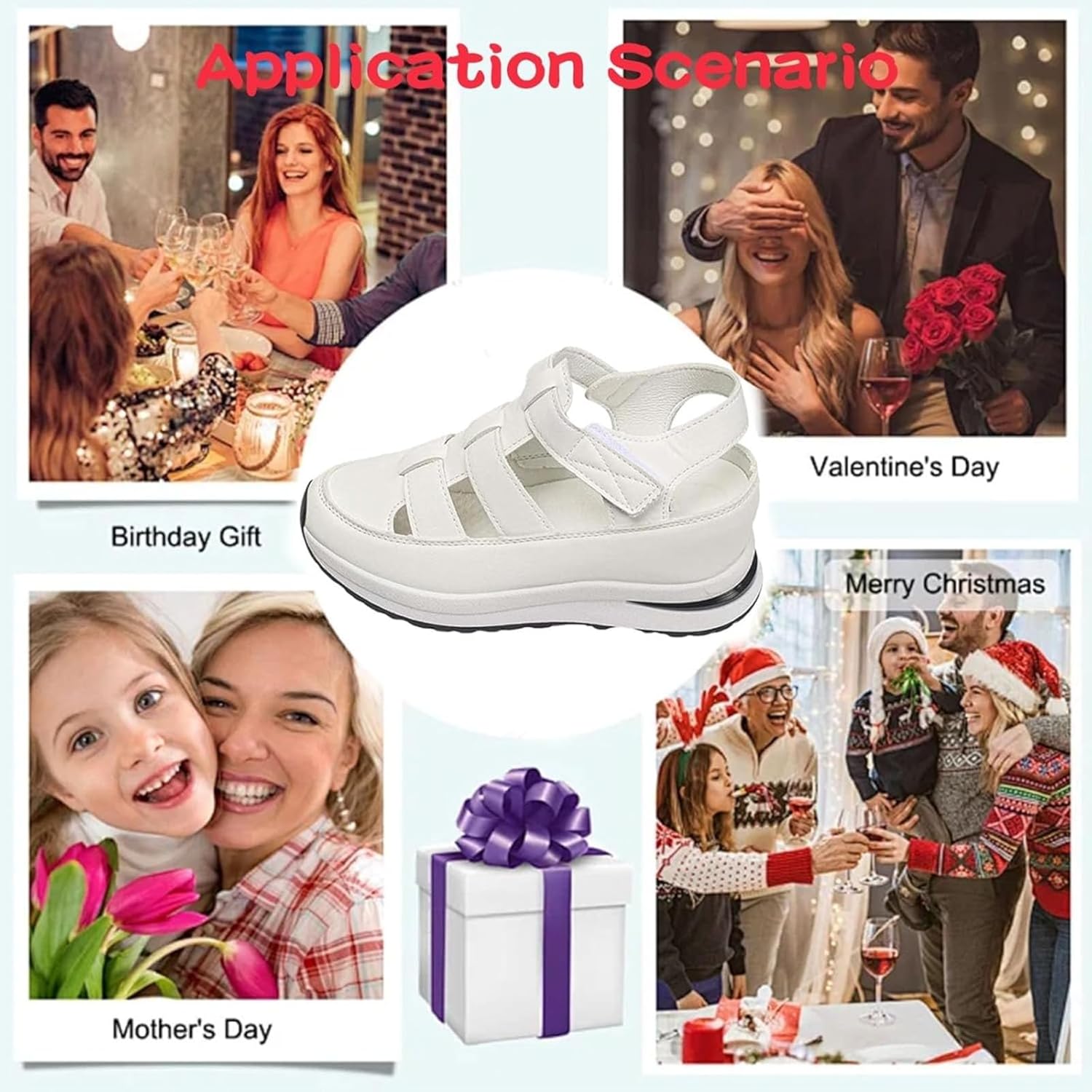 Women's Hollow Out Breathable Platform Wedge Sandals Sneakers,Closed Toe Sandals for Women Summer Adjustable White Sandals