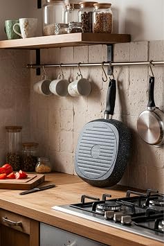 Bernardo Carolin 2 Parça Grill Tava Seti Gri (26 Cm -28 Cm)