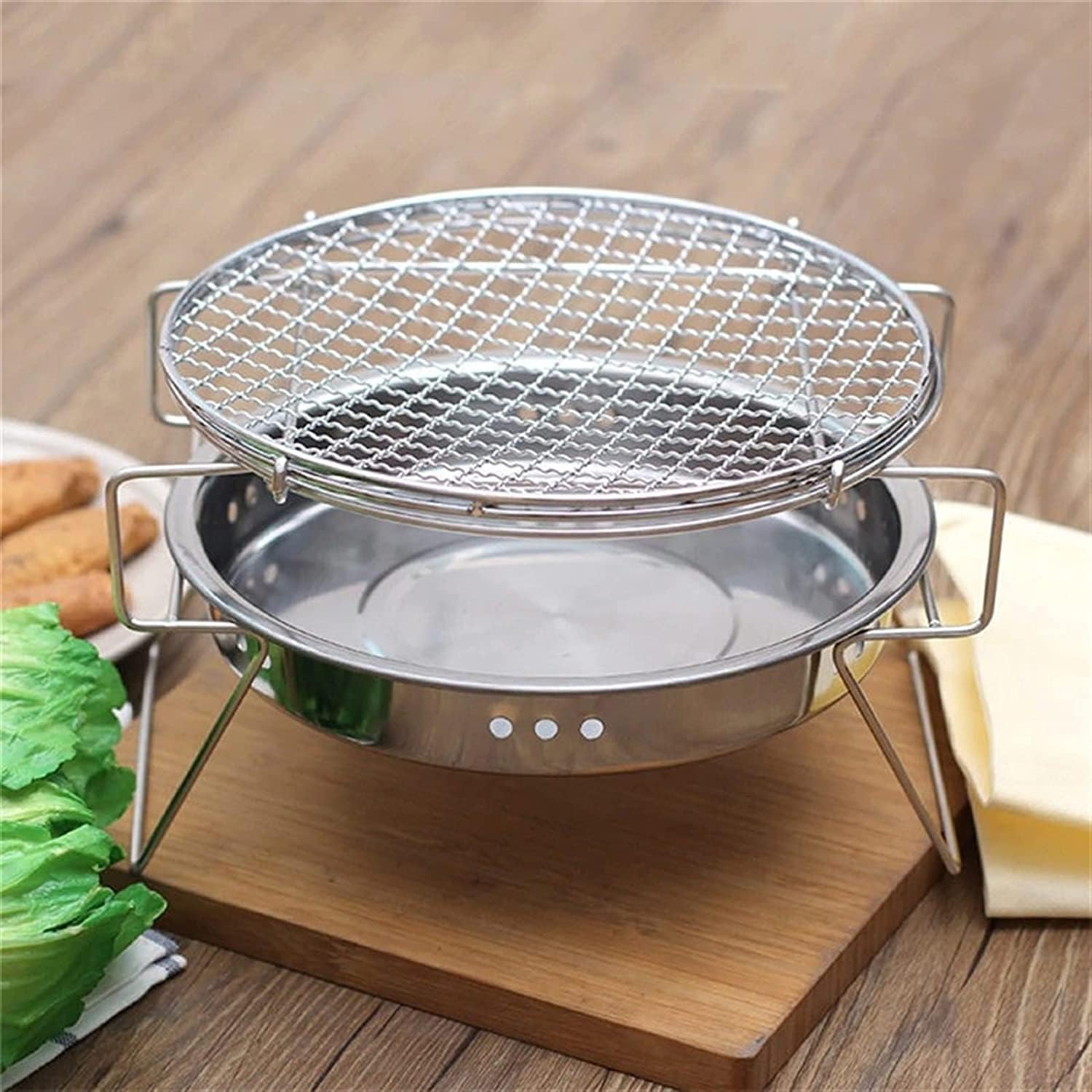Gas Grill Portable Folding Grill Stainless Steel Barbecue Grill Round Folding Camping Picnic Tool BBQ Grills