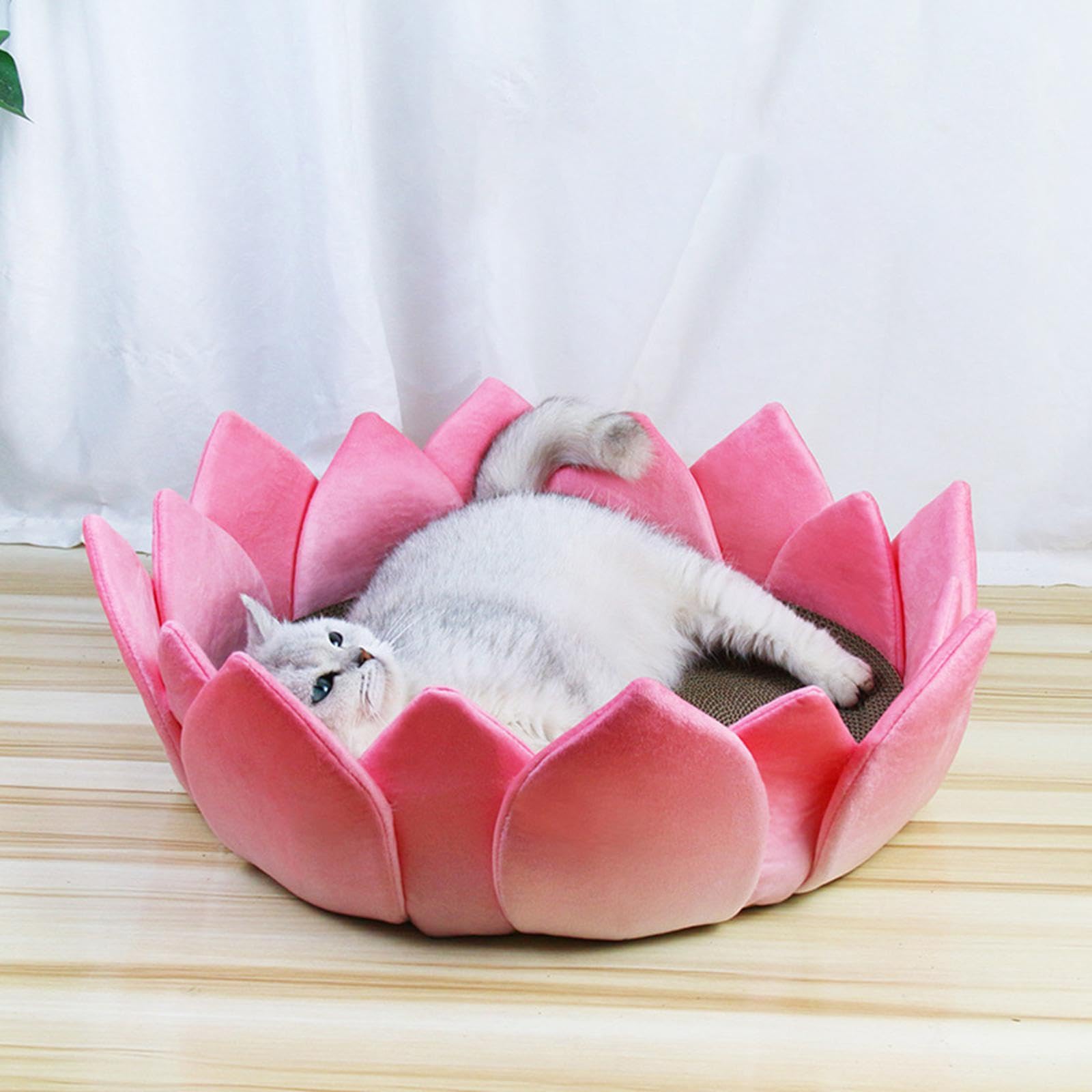 Cat Kratzbett Kratzbrett Krallenpflege Katzenbett Katzenzubehör aus Wellpappe Und Flanell mit Optik für Wohnung Katzen Und Möbel