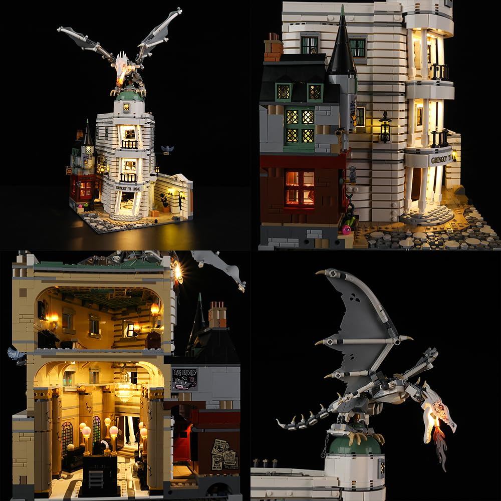 Kyglaring Led Licht Kompatibel mit Lego Gringotts Wizard Bench Bauklötze 76417 Bausteine, Fernbedienungs Beleuchtungszubehör für das Lego Modellset 76417 (Nicht Enthalten Modell)