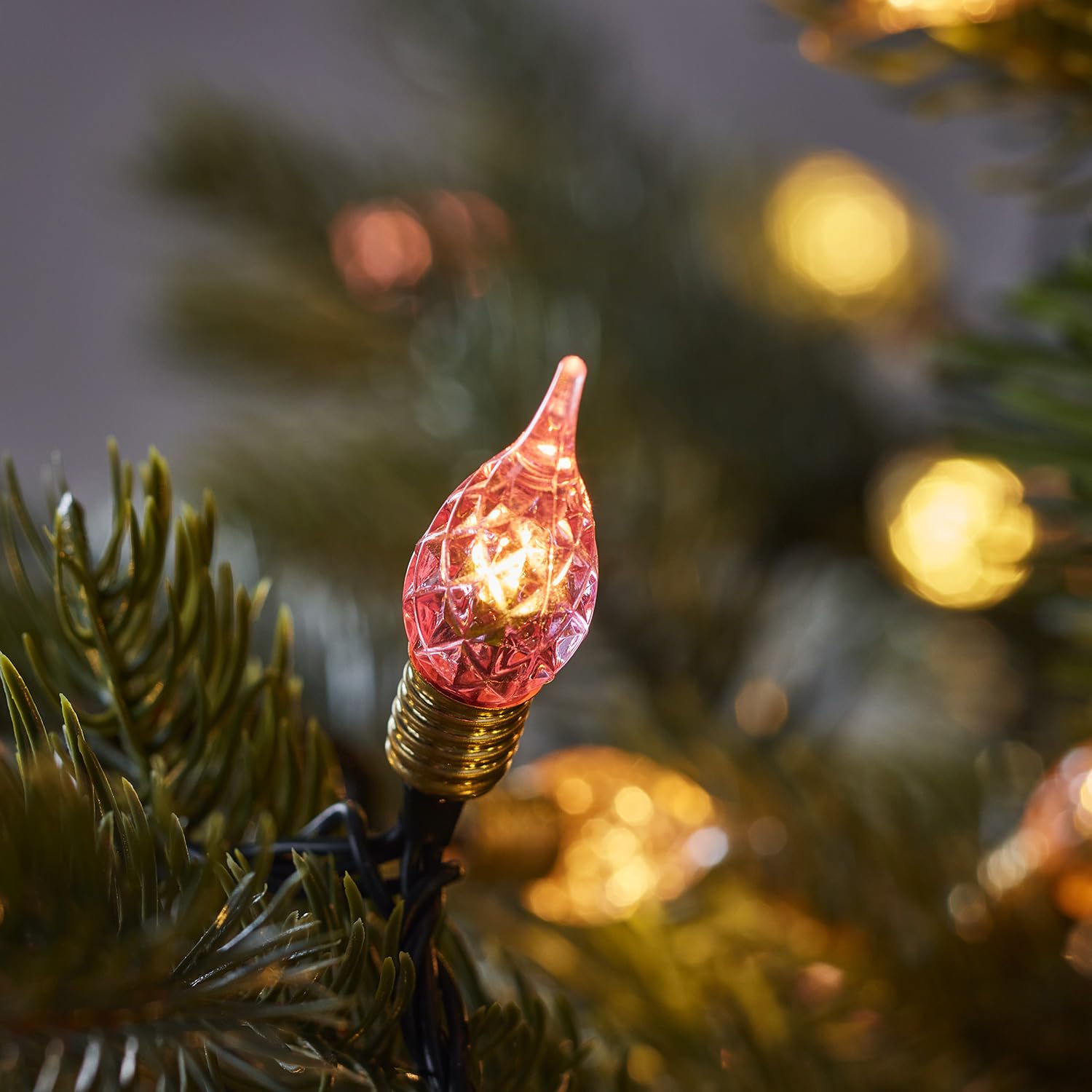 Lights4fun 30m 300er LED Retro Weihnachtsbaumlichterkette Koppelbar bunt strombetrieben C9 Glühbirnen Lichterkette