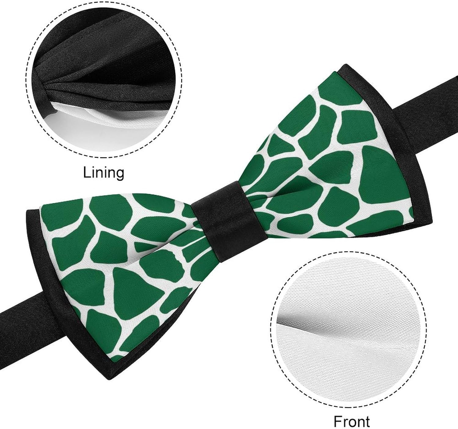 Green Giraffe Pattern Novelty Men's Bow Tie Pre-tied Adjustable Bowtie Accessories for Wedding Party