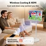 VLH 32″ FHD Portable TV on Wheels, Rolling TV with 38400mAh Battery, Android 15 OS, EDLA-Certified, 8G+128GB, Touch Screen Television with Camera, Wireless Casting, Voice Remote Control